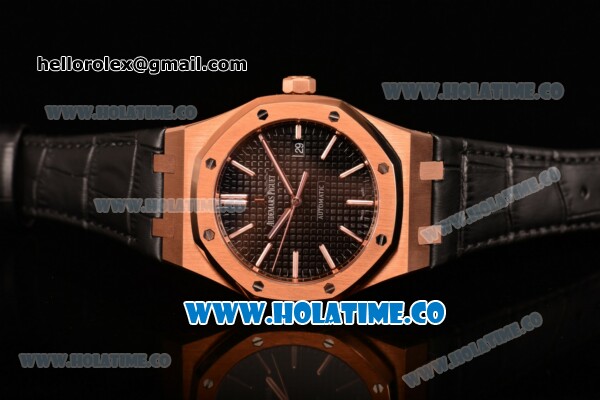 Audemars Piguet Royal Oak 39MM Miyota 9015 Automatic Rose Gold Case with Black Dial and Stick Markers (BP) - Click Image to Close